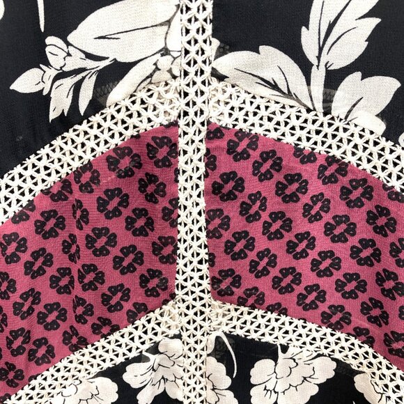 Loft Outlet Sleeveless Print Boho Dress, Sz Small, Chiffon Ruffle Tassel Lace - Picture 5 of 12